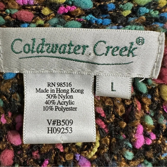 Coldwater Creek loose weave confetti sweater, button front, multicolor. Large. - Picture 2 of 9